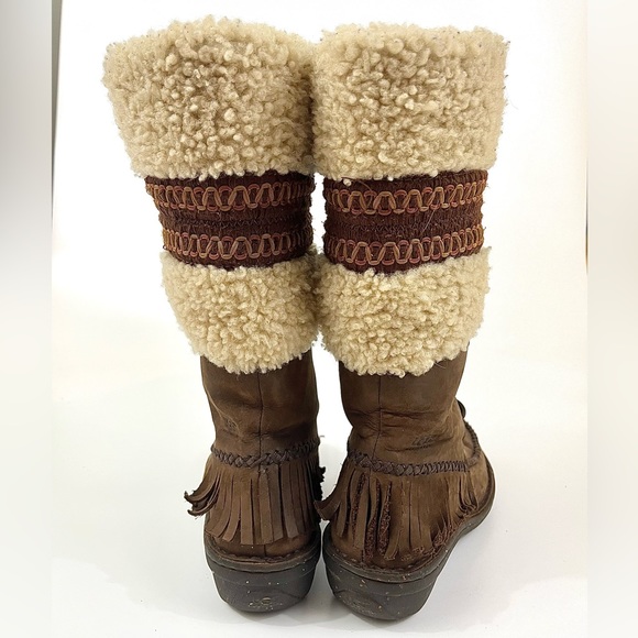 UGG Shoreline 5752 Women Size 5 Brown Leather Sheepskin Winter Boots - Picture 5 of 12
